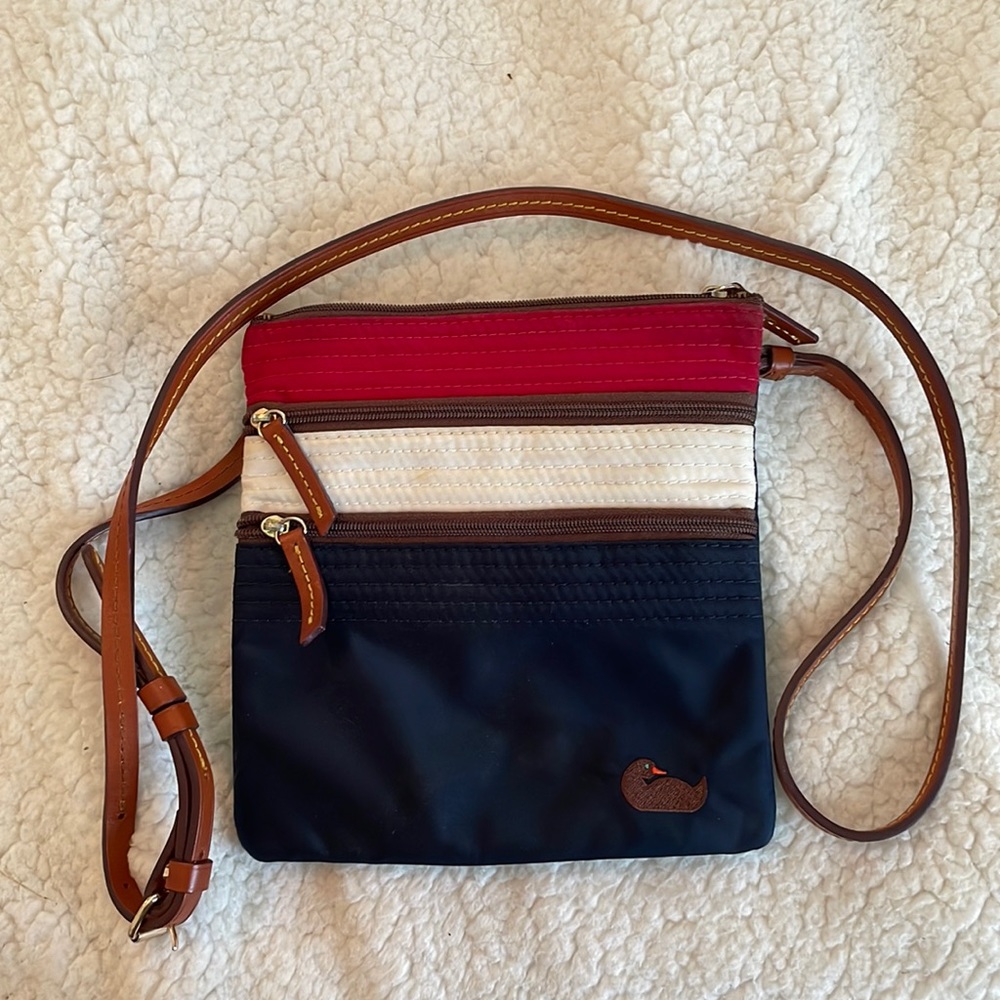 Red white and blue triple zipper Dooney & Bourke